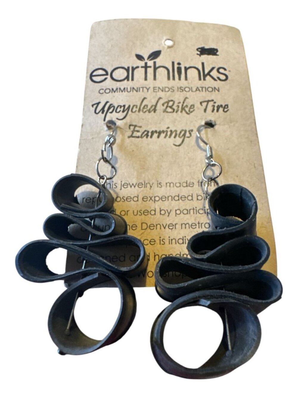 Upcycled Bike Tire Earrings By Earthlinks - Handmade Sustainable Jewelry For Wom